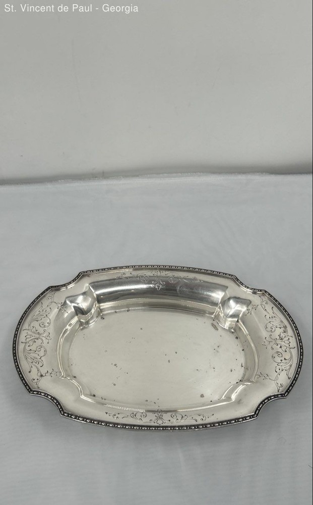 VTG 16″ Oval Chippendale Electro Silver plate 18% Base Nickel Silver Tray Ornate