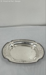 VTG 16″ Oval Chippendale Electro Silver plate 18% Base Nickel Silver Tray Ornate