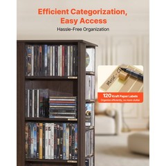 Uimoso Media Storage Cabinet CD Rack Tower with 34 Compartments in Brown