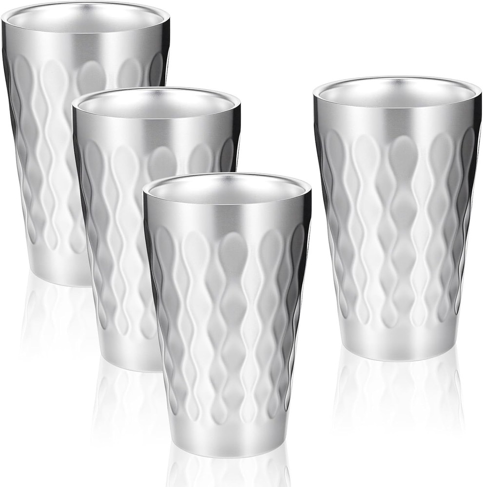 4 Pack Stainless Steel Double Wall Cups, 16 oz Insulated Tumbler, Unbreakable…