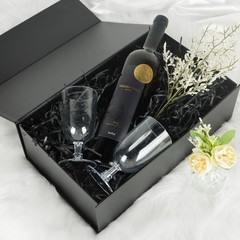 Black Gift Box with Magnetic Lid 13.8×8.3×4.4 in Collapsible Storage Box 1 Pack
