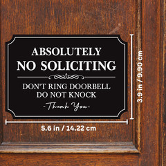 5.6″W Absolutely No Soliciting Don’t Ring Doorbell Do Not Knock Vinyl Sticker