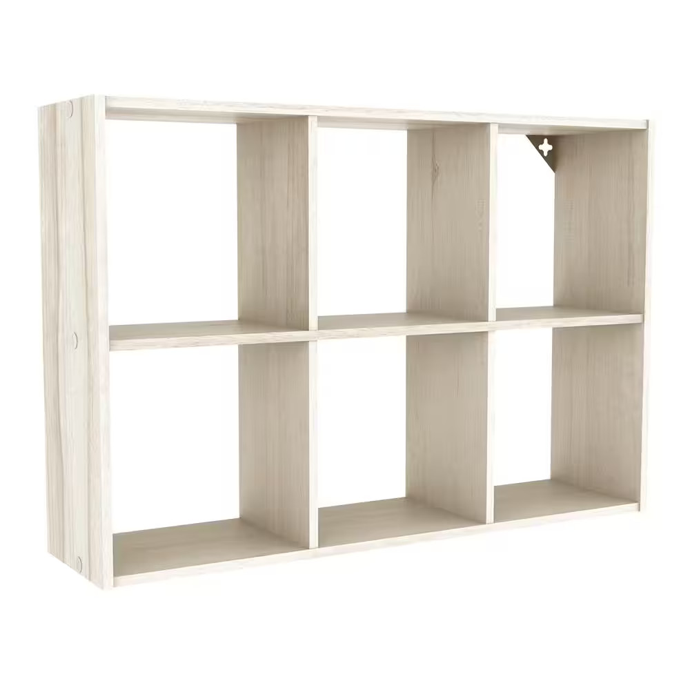 16.34 In. H X 23.98 In. W X 6.02 In. D Bleached Walnut Wood Mini 6-Cube Storage