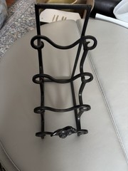 Black Metal Freestanding Vertical Plate Rack Stand w/ Rooster Accent, 15×10″