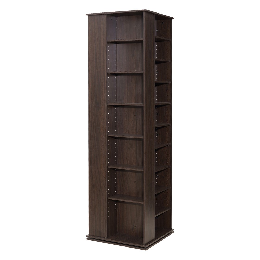 Uimoso Media Storage Cabinet CD Rack Tower with 34 Compartments in Brown