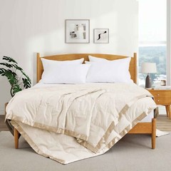 Satin Edge Oversized Goose Down Blend Blanket, King or Queen Bed Blanket