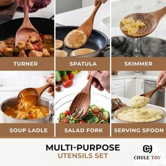 Premium 11pcs Acacia Wood Kitchen Utensil Set – Natural & Non-Stick Safe Cooking
