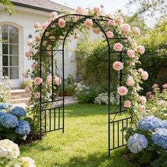 Garden Arch Trellis Outdoor Metal Arbor for Climbing Vines, Lawn and Backyard