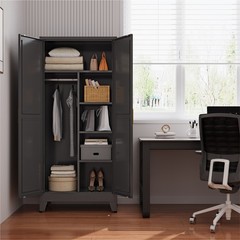 Metal armoire Wardrobe Closet with Hanging Rod,71” Metal Wardrobe Cabinet