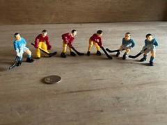 Hockey Player Toy Figurine Cake Topper Lot Mini Figure Unbranded Vtg 6 pc Set