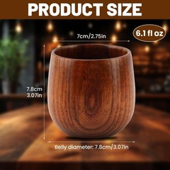 Wooden Whiskey Glasses – 2pcs Bourbon Tasting Cups, Handmade Teacup Mug