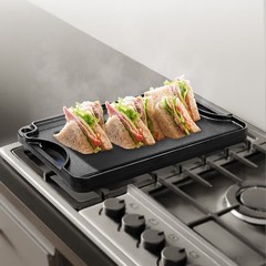 14×8.5 inch Reversible Grill Griddle Pre-Seasoned BBQ Pan Cast Iron Black
