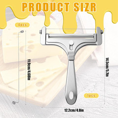 Stainless Steel Wire Cheese Slicer with 4 Extra Wires Adjustable Thickness Hand