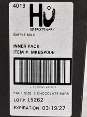 Hu Milk Chocolate Organic Grass Fed Milk 6 Bar Case No Refined Sugar Gluten Free