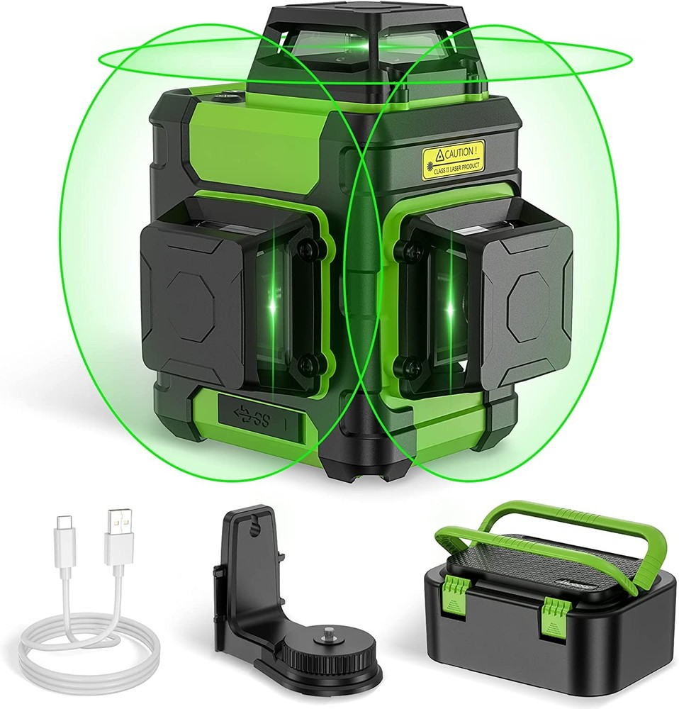 Huepar 3×360° Rechargeable Cross Line Self Leveling Lazer Level for Construction