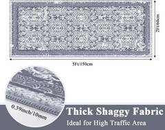 Machine Washable Soft Rug Runner, Indoor Floral Mat for Kitchen and Living Room