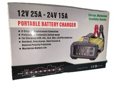 Fully Automatic Battery Charger, 25A 2/8/20/25 Amp 12V/24V LiFePO4 Lead Acid