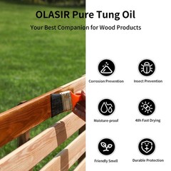 8 oz 100% Natural Pure Tung Oil for Wood Finishing Food Grade Safe, Waterproof T