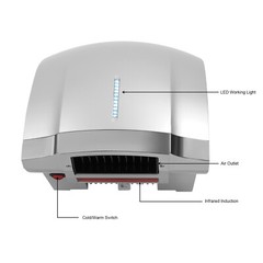 1800W Automatic Electric Hand Dryer Commercial and Household Use Silver 70-75dB