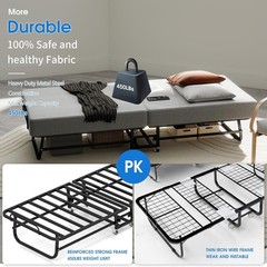 HMLAND Rollaway Bed Folding Bed with 6cm Foam Mattress for Adults & Guest