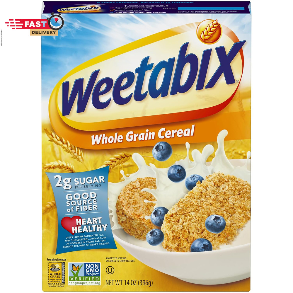 Weetabix Biscuits Whole Grain Cereal, Good Source of Fiber, Low in Fat, Heart He