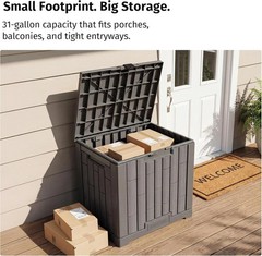 EAST OAK Outdoor Storage Box, 31 Gallon Deck Box Indoor and Outdoor Use, Waterpr