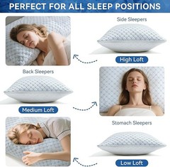 Set of 2 Queen Size Cooling Bed Pillows for Sleeping Shredded Memory Foam Pillow