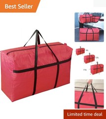Moisture-Proof Extra-Large Storage Bag 45Gal/170L – Red Tarp with Double Zipper