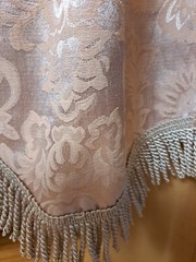 JCPENNY Wave Valance Tan Light Brown Silver Scroll Fringe Rod Pocket 24×54 1pc