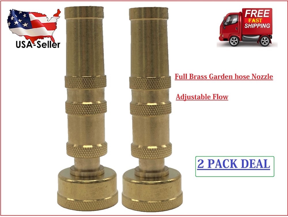 Solid Brass Garden Spray Nozzle 4″ Adjustable Twist Water Hose USA Stock 2 PACK