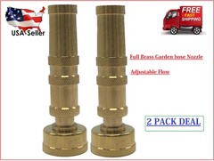 Solid Brass Garden Spray Nozzle 4″ Adjustable Twist Water Hose USA Stock 2 PACK