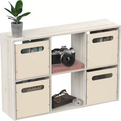 16.34 In. H X 23.98 In. W X 6.02 In. D Bleached Walnut Wood Mini 6-Cube Storage