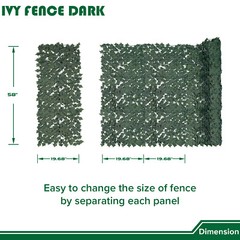 58in Artificial Faux Ivy Leaf Privacy Fence Screen Hedge Decor w/Mesh Backing