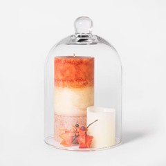8.8″ x 5.4″ Glass Cloche Pillar Candle Holder Clear
