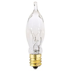 12 Pack 7.5W CA5 Candelabra E12 Base 120V Flame Tip Clear Chandelier Petite Bulb