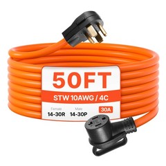 50 ft Dryer Extension Cord 4-Prong NEMA 14-30P to 14-30R Dryer Cord 30A