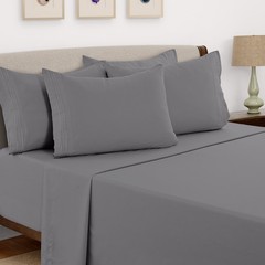 6 Piece Bed Sheet Set 1800 Series Microfiber Comfort Deep Pocket Hotel Bed Sheet
