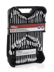 32 Piece Combination Wrench Set SAE Metric Chrome Vanadium Stubby Case Tool Kit