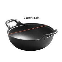 3 Sizes Cast Iron Wok, Heavy-Duty Cast Iron Skillet
