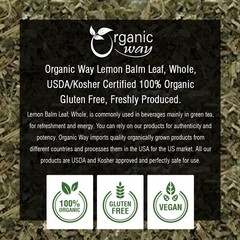 Organic Way Lemon Balm Leaf Whole | Herbal Tea | USDA Certified (2Oz)