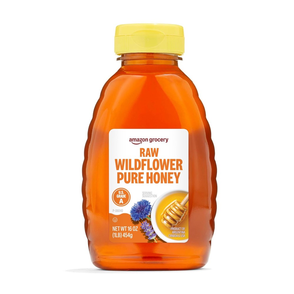 Amazon Grocery, Raw Wildflower Pure Honey, 16 Oz 16 Ounce (Pack of 1)