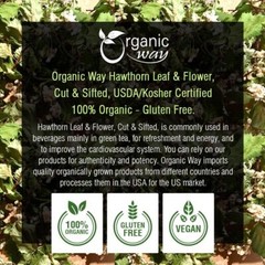 Organic Way Hawthorn Leaf and Flower Cut & Sifted – Kosher & USDA Certified