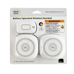 2PK Battery Operated Wireless Doorbell, Model ES01065B, 7.68 in W, None – Smart