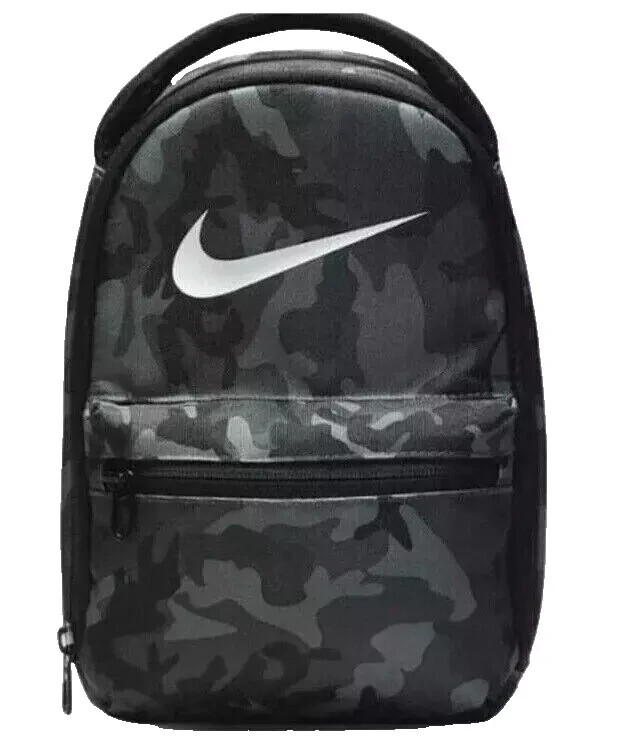 Nike Camo Insulated Lunch Bag Black Gray 6 Liter Easy Clean Zip 9A2747 K11