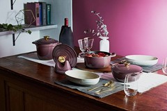 Le Creuset Cocotte Ronde 24cm Fig Cast Iron Silver knob France 4.2L New