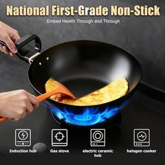 13-Inch Carbon Steel Wok Pan – Non-Stick Cookware with Ergonomic Handle