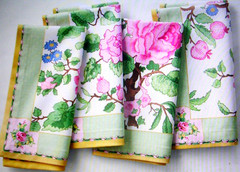 WILLIAMS SONOMA CANTON ROSE NAPKINS SET OF FOUR COTTON TWILL 20″ SQ NEW WITH TAG