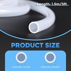 Silicone Tubing,1/2″ ID x 5/8″ OD Pure Silicon Tube High Temp Silicone Hose […