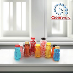 CV: 12 Ounce Cloudy Bear w/ Black Flip Top Lids – BPA Free, Hand Wash Only – 6pk