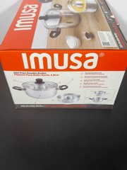 IMUSA 8in Small Aluminum Flan Double Boiler Baño Maria with Lid, 3Qt Dessert …